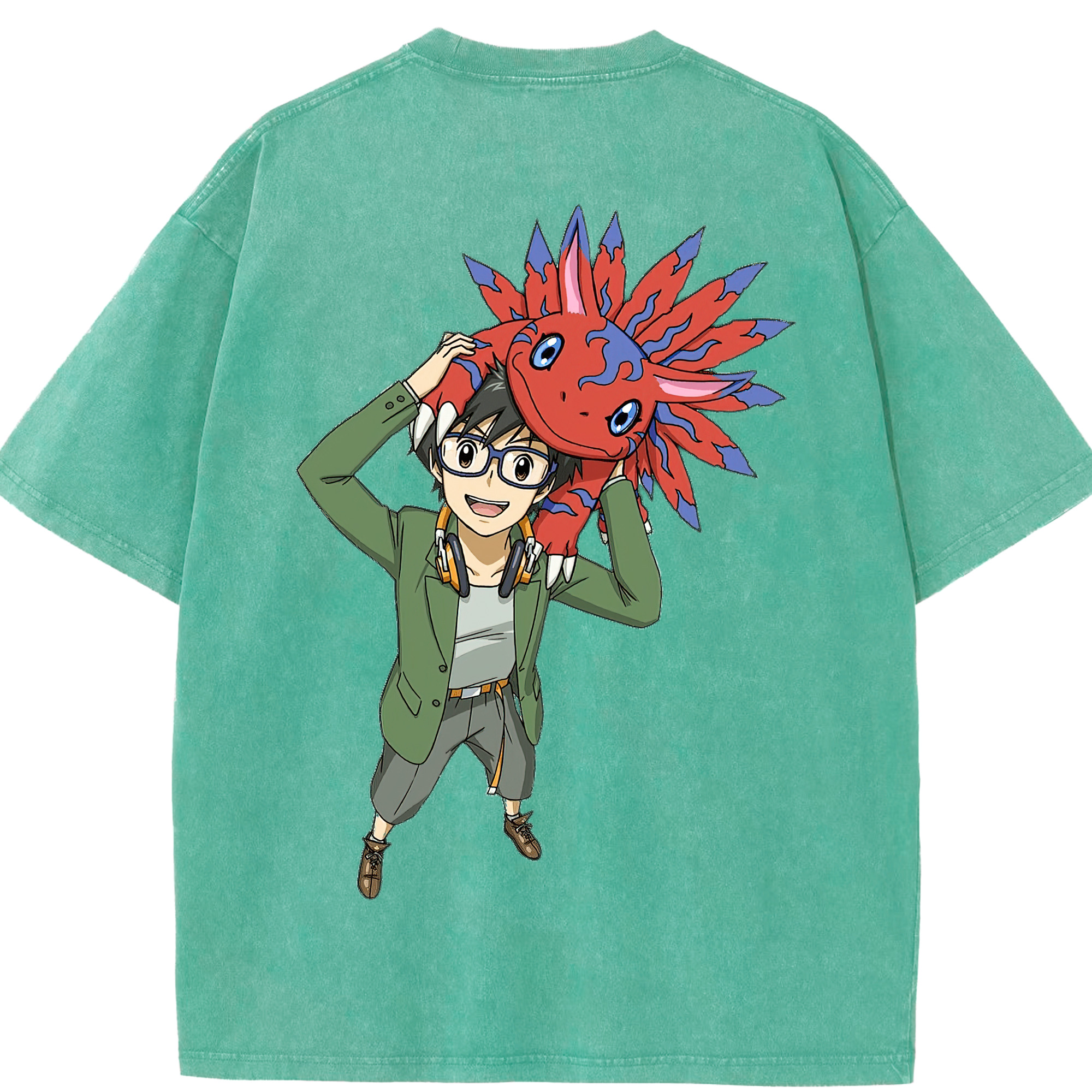 （画像用） Digimon デジタルモンスター/デジモン 綿100% ヴィンテージ風 半袖Tシャツ（背面プリント）